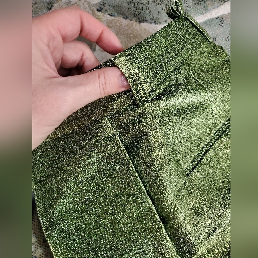 DSQUARED GREEN SILK METALLIC LONG PANTS - Picture 6 of 14